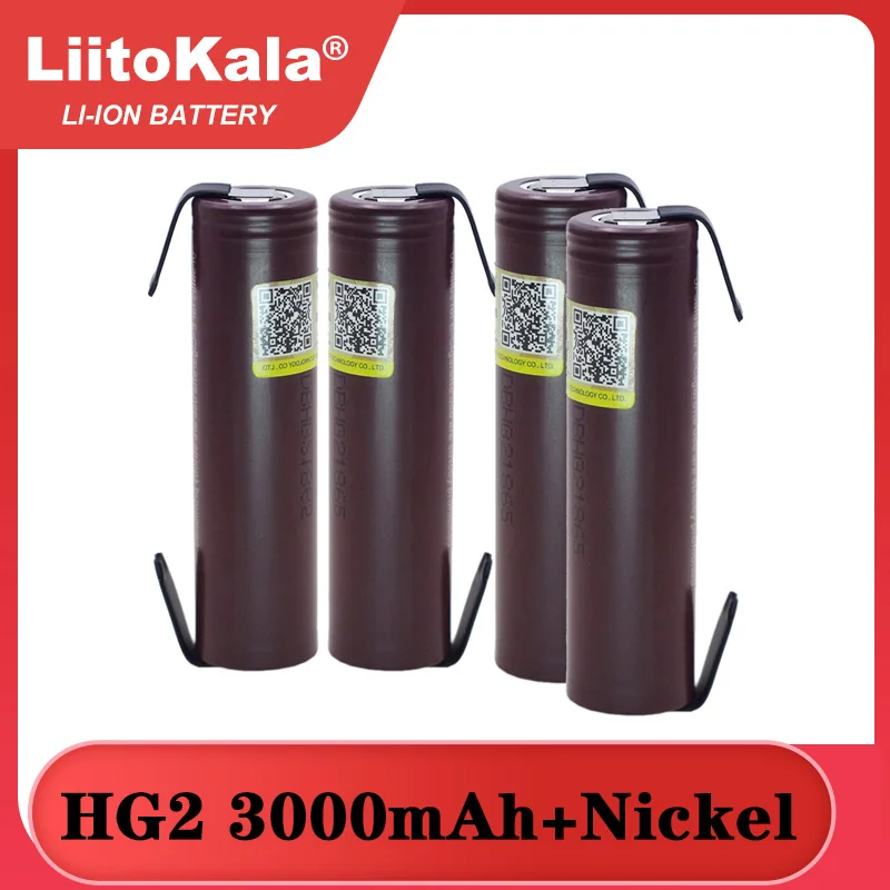 Liitokala 100% nowy HG2 18650 akumulator 3000mah 18650HG2 3.6V rozładowania 20A akumulatory + DIY nikiel