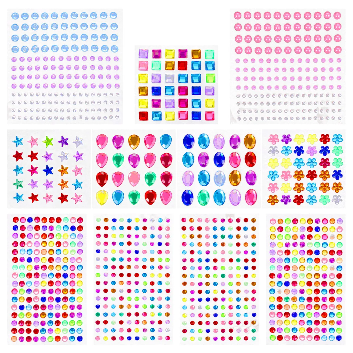 

Crystal Rhinestone Stickers Self-Adhesive Acrylic Gems For Diy Decor Crafts Multi-Shape Colors Stickers For Nail Art