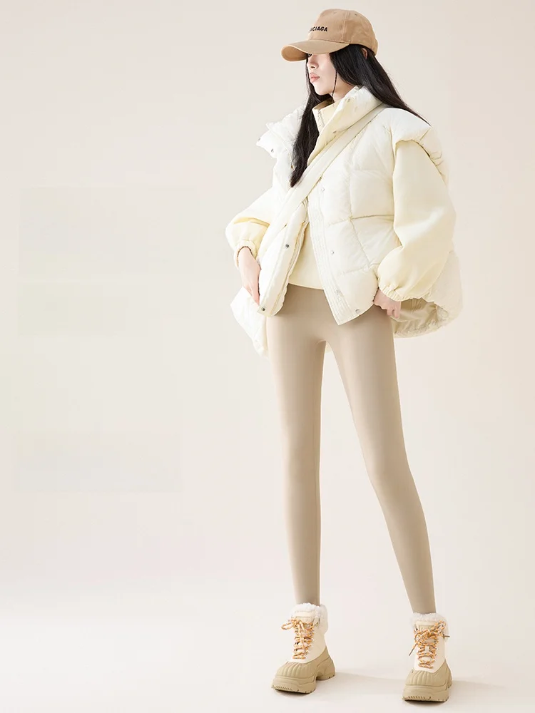 Calças femininas de cintura alta com forro de fce, calças de ioga de pele de arca, leggings de emagrecimento, calças quentes de inverno de alta elasticidade