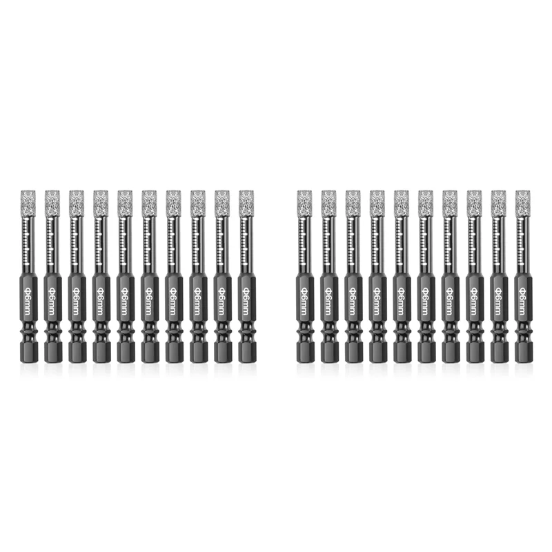 

A02F-20Pcs Diamond Drill Bits,6Mm Dry Diamond Core Drill Bit Set For ,Granite,Tile,Glass,Marble,Brick,Stone