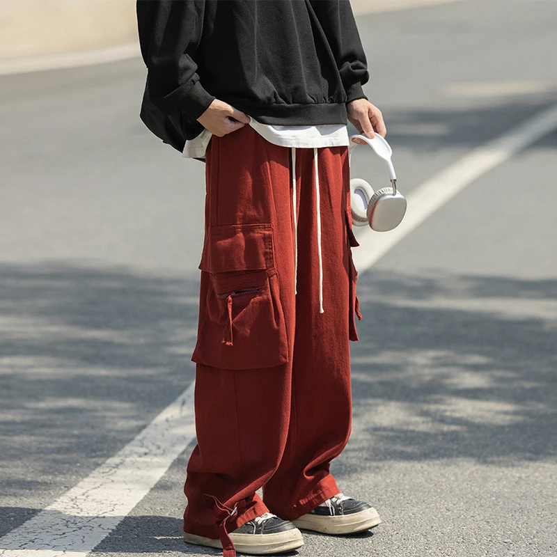 

LAPPSTER-Youth Cotton Y2k Streetwear Baggy Cargo Pants Harajuku Japanese Style Work Techwear Pants Black 90s Vintage Sweat Pants