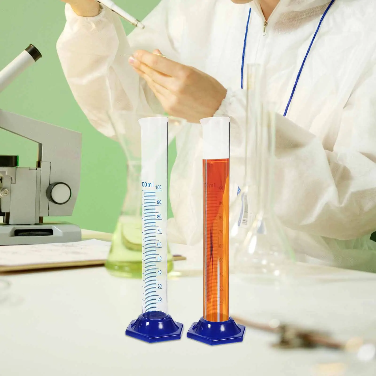 

1Set Graduated Cylinder Set Glass Body Plastic Base 10Ml 25Ml 50Ml 100Ml with Dropper Brush for Lab Baking Home Science