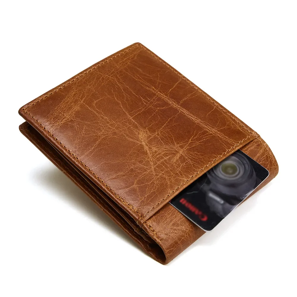 RFID Blocking Full Grain Leather Men Wallet with Keychain ID Bifold Wallet and Key Holder