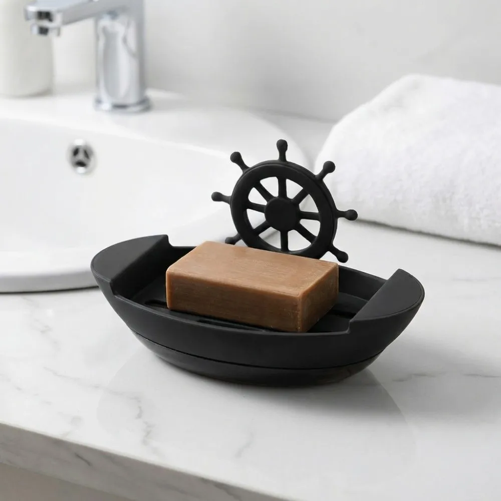 Decor Drainage Boat-Shaped Soap Dish Plastic Innovative Soap Holder Household Cartoon Soap Dish Gift