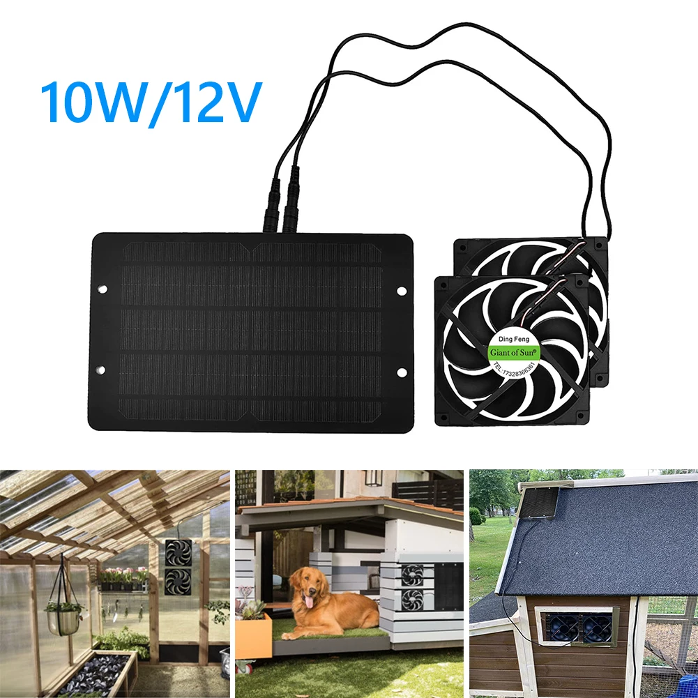 

30W 12V Solar Exhaust Fan Air Extractor 12cm Mini Ventilator Solar Panel Dual Cooling Fan for Dog Chicken House RV Greenhouse