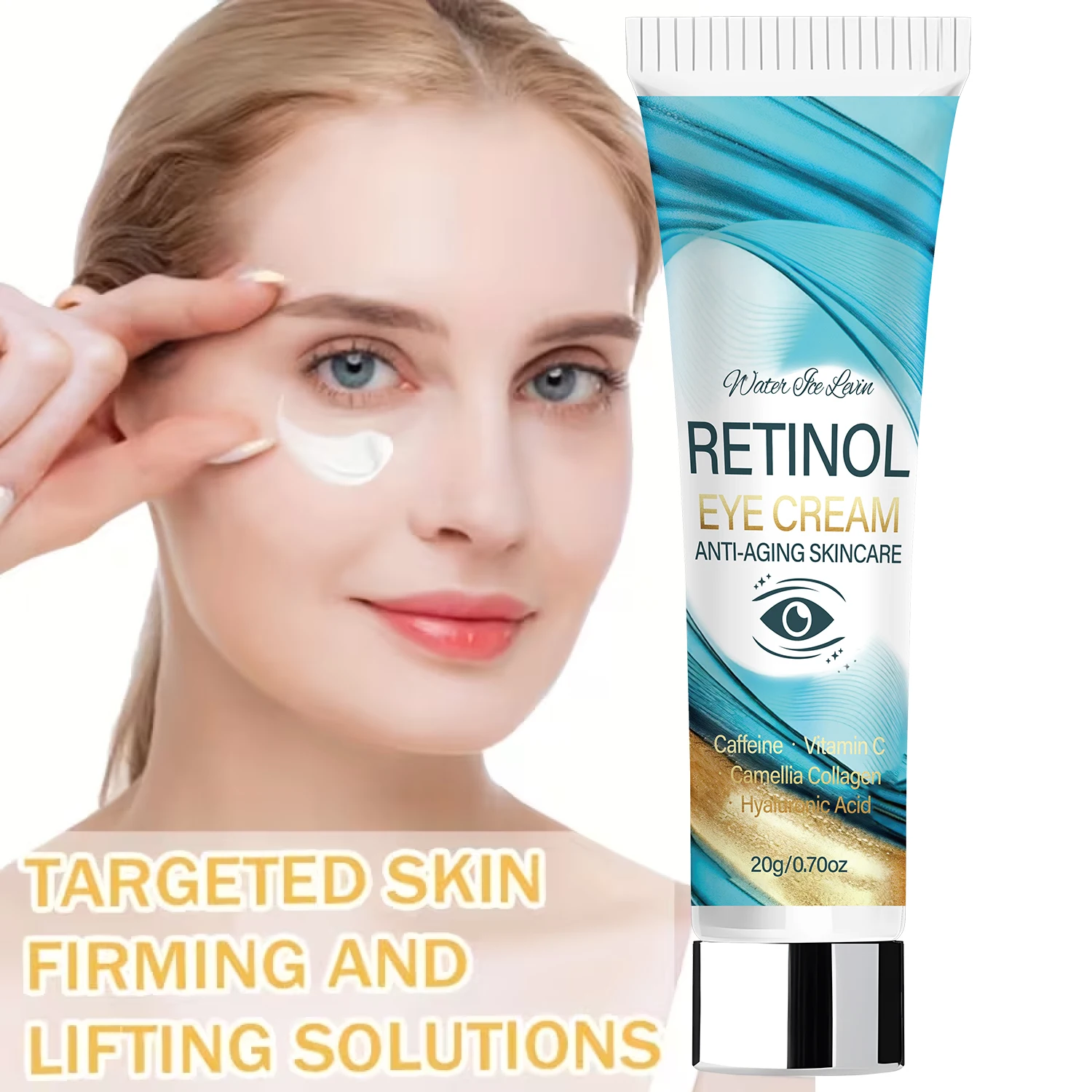 Retinol Eye Cream (Anti-Aging): Caffeine/Vitamin C/Collagen, Hyaluronic Acid, Light Texture, Moisturizes & Tightens Skin