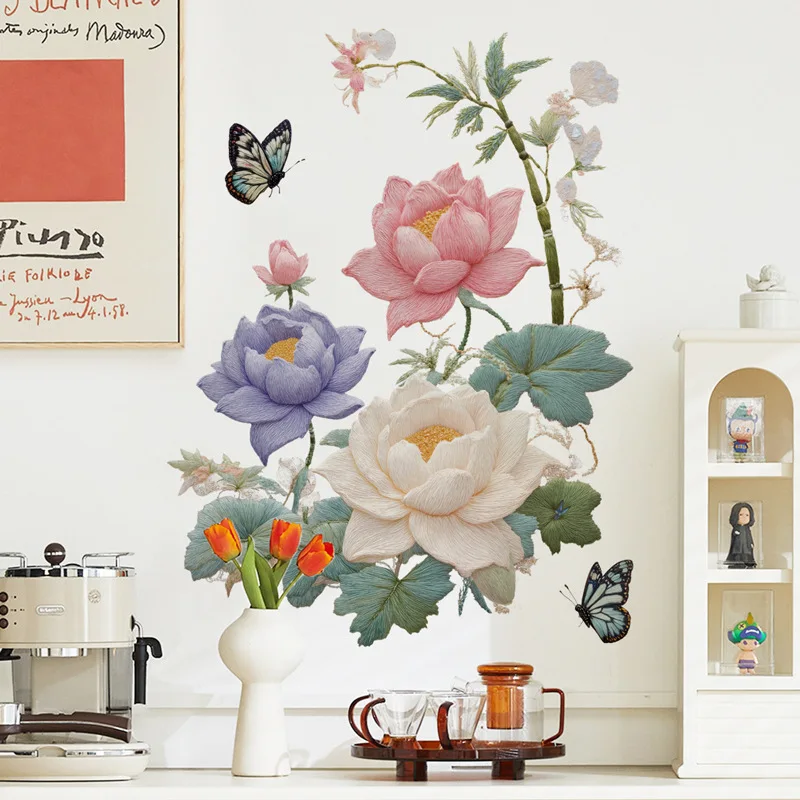 

3D Visual Enjoyment Flower Wall Sticker Background Flower Decoration Stickers Background Art Self-Adhesive Removable