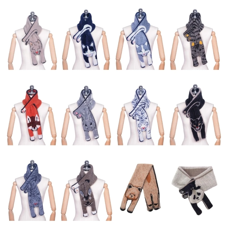 Winter Warm Neck Scarf Shawl Wrap for Adult Faux Furs Cartoon Theme Scarf Winter Cold Weather Scarf Student Neck Warmer