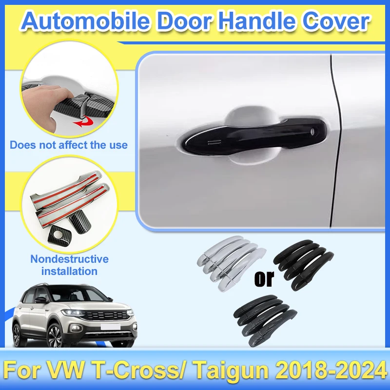 

Car Door Handle Cover For Volkswagen VW T Cross Taigun 2018-2024 2020 Accessories Auto Exterior Door Handle Outer Sticker Covers