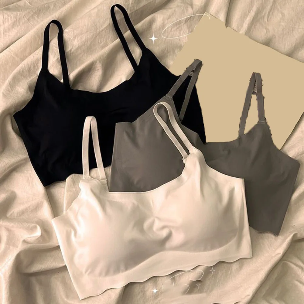 Unmarked Ice Silk Underwear Set No Steel Ring Solid Color Camisole Vest Comfortable Breathable Seamless Triangular Underwear