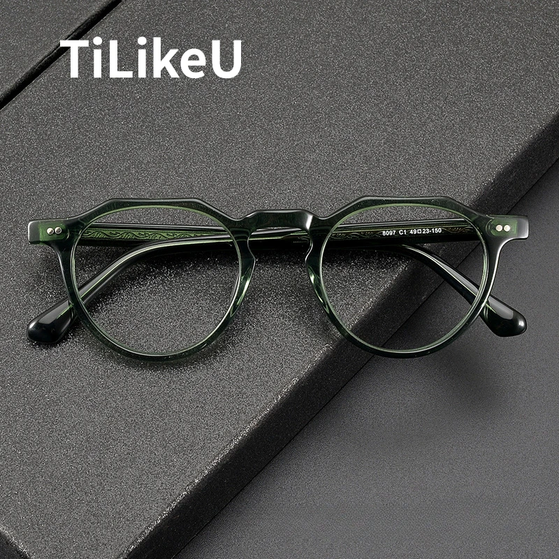 

New Arrivals Retro Acetate Handmade Glasses Frame Alien Polygonal Literary Style Design Optical Eyeglasses Frame Men and Women