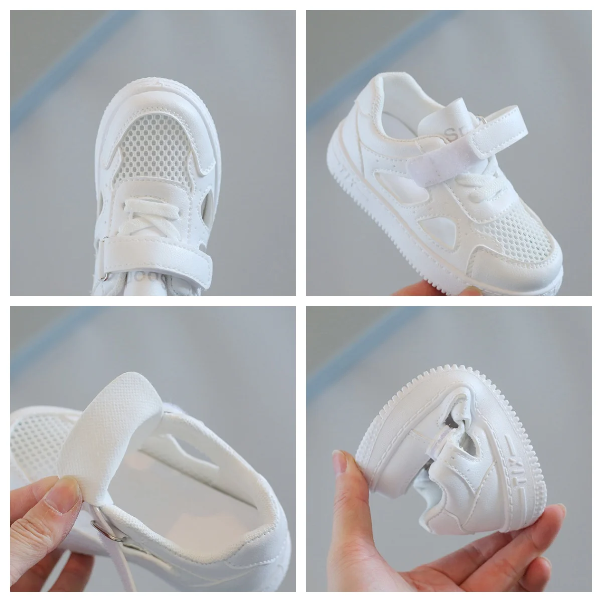 Children White Shoes 2024 Summer Boys Sports Shoes Mesh Breathable Board Shoes Girls Hollow Casual Sneakers Soft Sole Kids Shoes