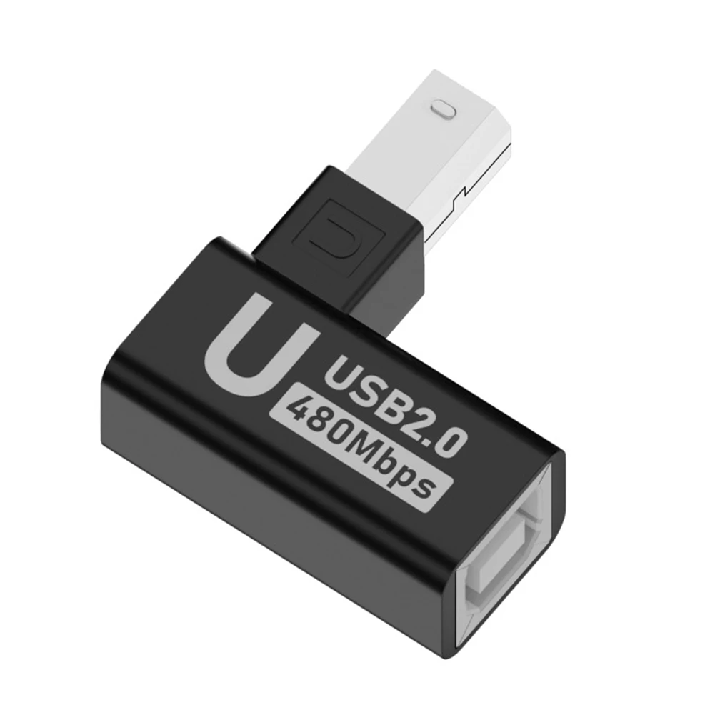 USB 2.0 Type B Print Adapter 90 Degree Up Down Left Right Angle Plug Extender 480Mbps Extension Connector for Printer Scanner