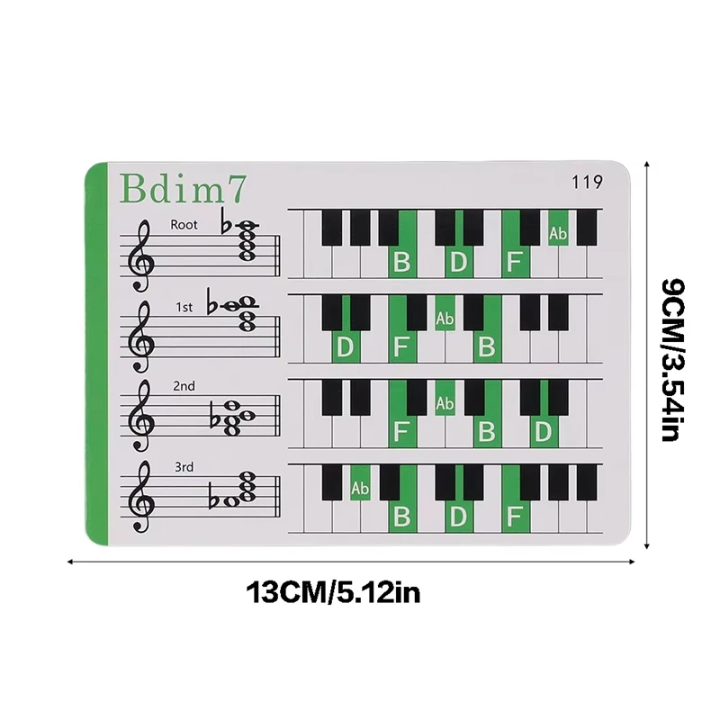Portable Music Flashcards Colored Copper Plates Paper Piano Colored Encoded Flashcards Beginner's Flashcards For Piano Chords