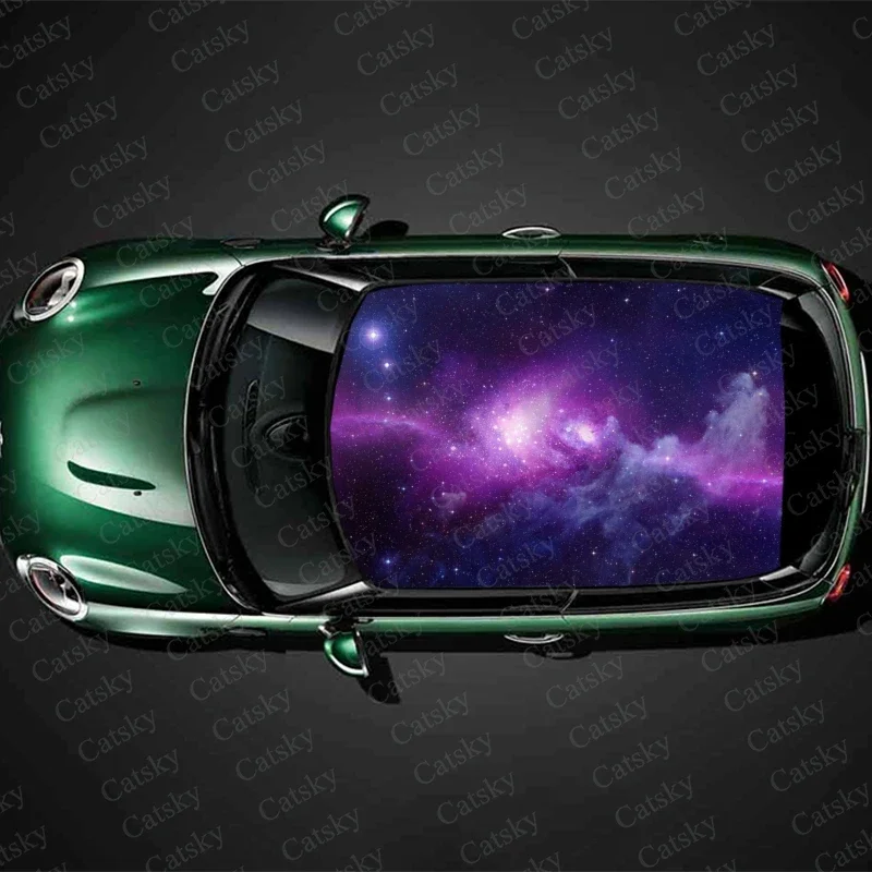 

Galaxy Purple Starry Sky Night Car Roof Sticker Wrap Racing SUV Accessories Packaging Painted PVC Custom Car Graphic Decal