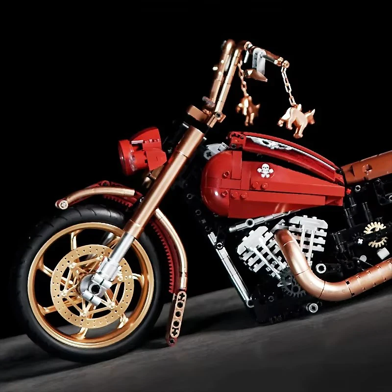 Kbox 10514 édition limitée technique rétro Harleyed course moto blocs modèle MOC moto briques bricolage jouets cadeaux de noël