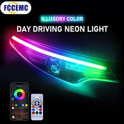 2 Stuks Led Auto Drl Dagrijverlichting Met Richtingaanwijzer Super Heldere Multifunctionele App Afstandsbediening Decoratieve Lamp