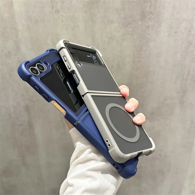 Magsafe Phone Case for Samsung Galaxy Z Flip 6 5 4 3 Protective Back Cover for ZFlip4 ZFlip5 ZFlip6 Case