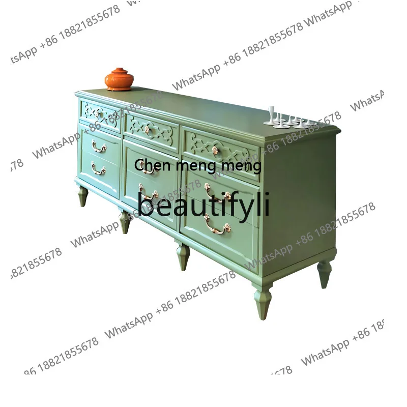 American style, solid wood bedroom, drawer, locker, simple light luxury art storage, French retro nine-chest cabinetH