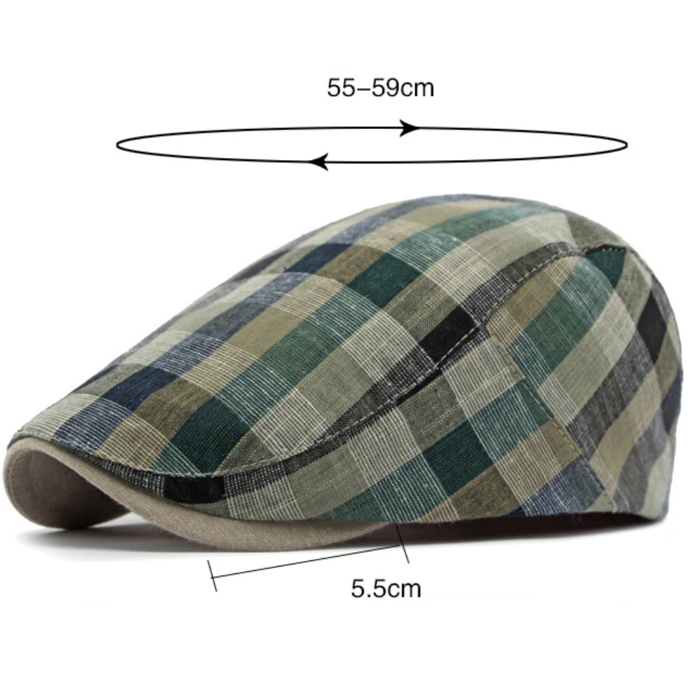 HT4629 Herren- und Damen-Baskenmützen, Vintage Künstler- und Malermütze, Karierte Baskenmütze, Verstellbare Ivy-Flatcap für Männer und Frauen, Frühling/Sommer 2026 Baskenmütze – Detail 1