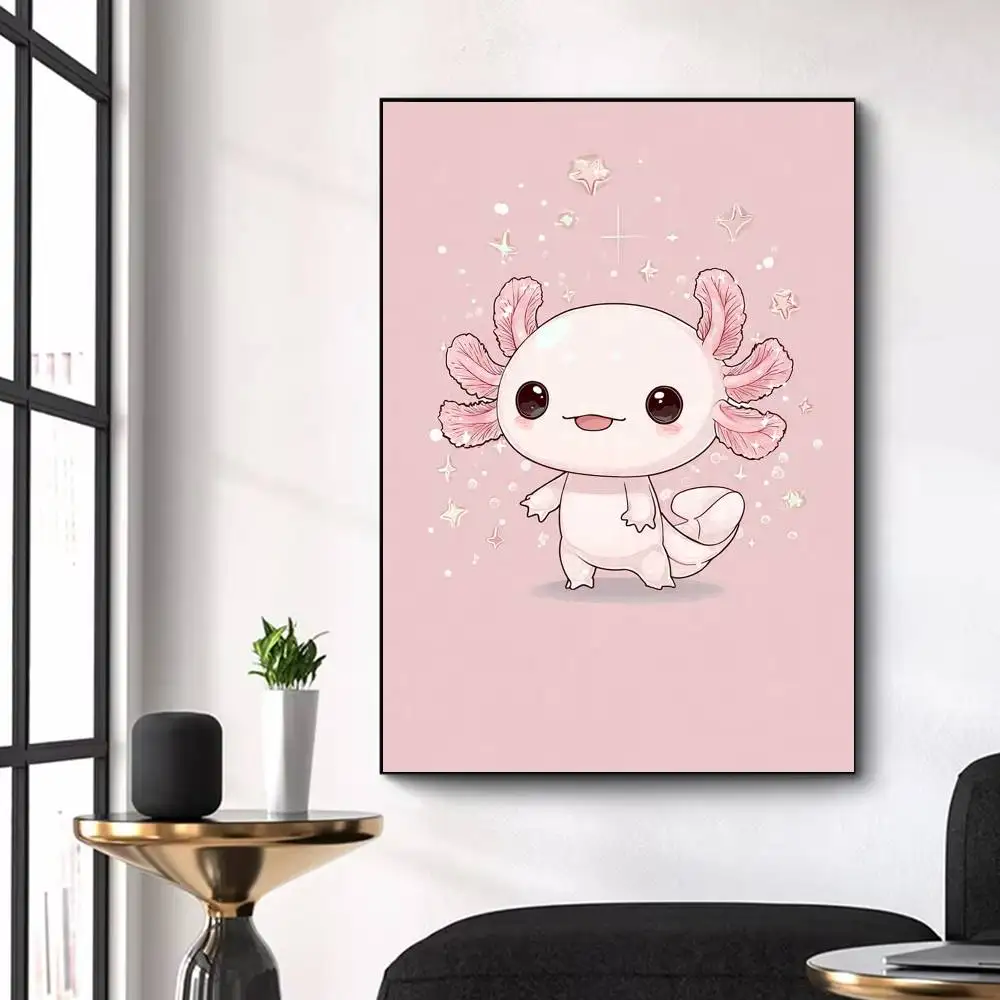 Pink Axolotl  Poster High Quality Dorm Living Room Aesthetic Wall Decoration Painting Stickers Gift