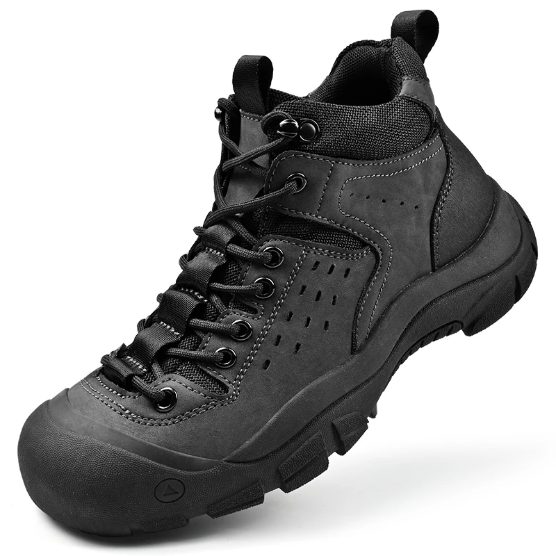 

COZOK winter High Quality Men's Outdoor Shoes Non-Slip Hiking Winter Snow Boots Men Genuine Leather Desert Ankle Boots Warm fur