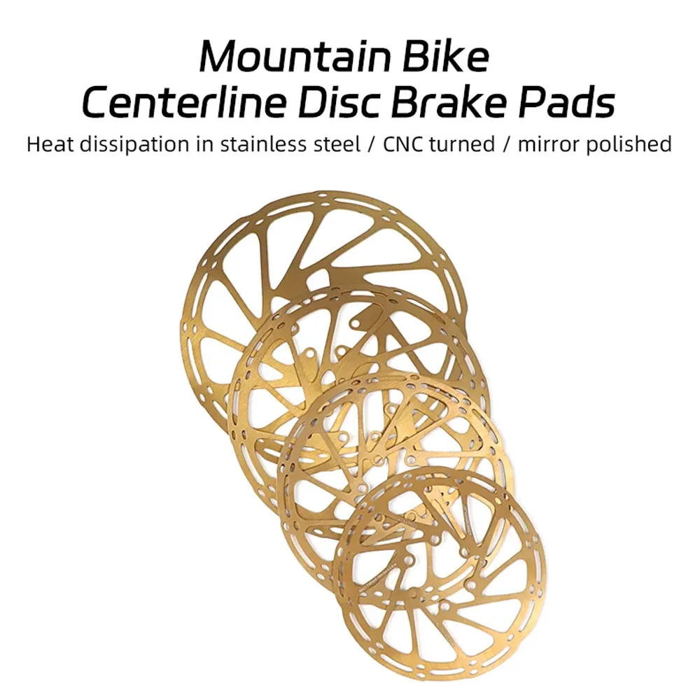 JEDERLO Centerline Brake Discs Mountain Bike 140/160/180/203mm Stainless Steel Six Spike Discs Gold Centerline Discs Brake Discs