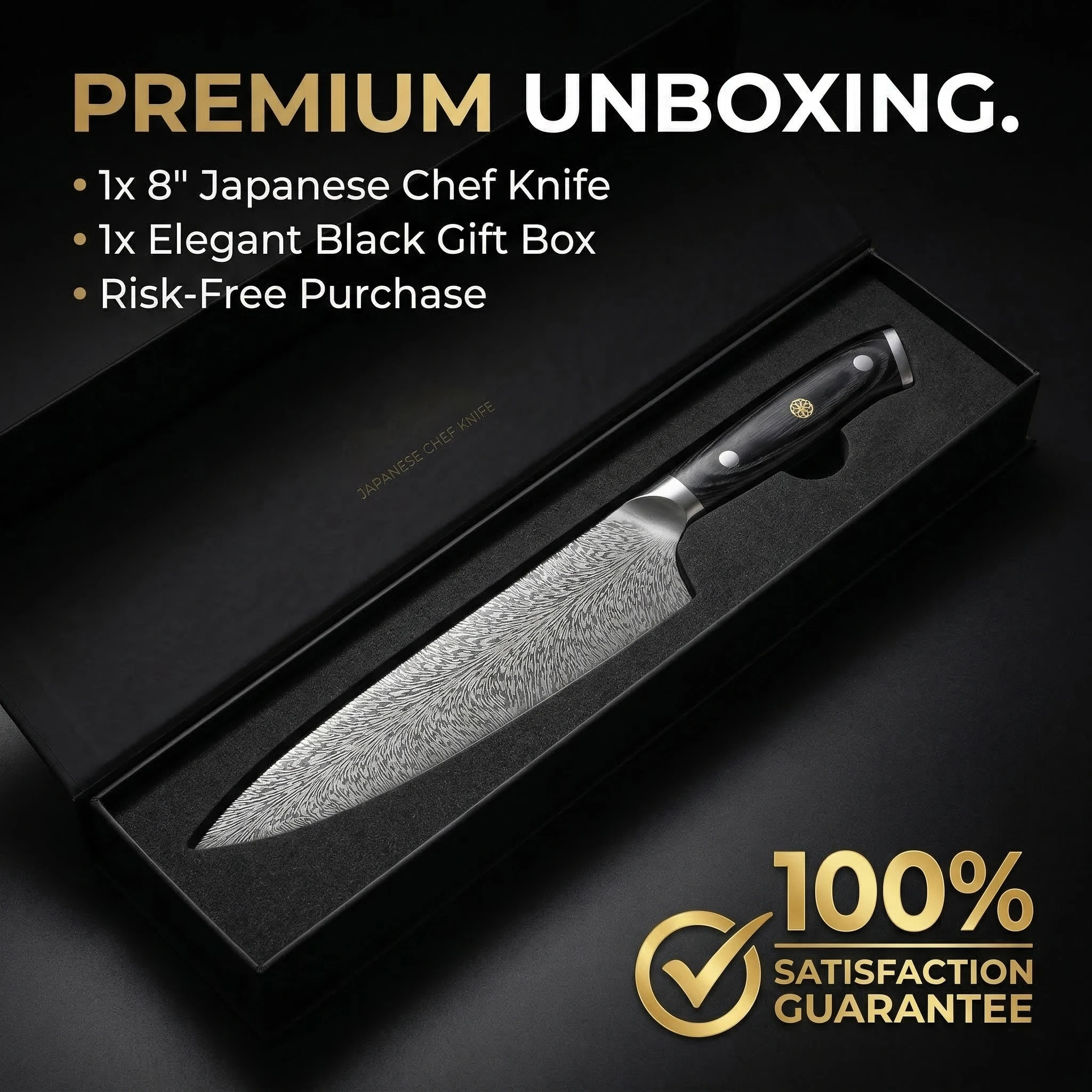 Chef's Knife:8-Inch High-Carbon Stainless Steel Kitchen Knife with Ergonomic Handle with Gift Box.Ideal for Home and Restaurant