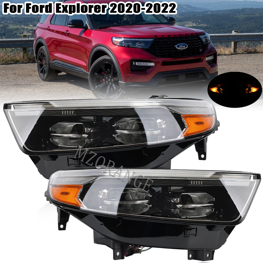 

Headlight for Ford Explorer XLT 2020 2021 2022 DRL Daytime Running Light Chrome Frame Turn Signal Lamp Assembly Car Accsesories