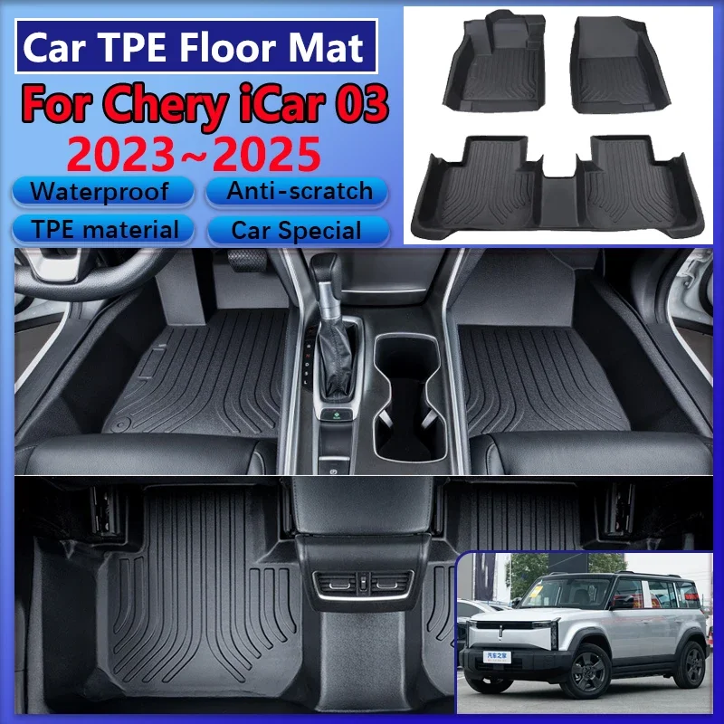 

Car TPE Floor Mats For Chery iCar 03 2023 2024 2025 Dirt-resistant Mud Carpet LHD TPE Foot Pad Full Set Rug Tappeto Accessories