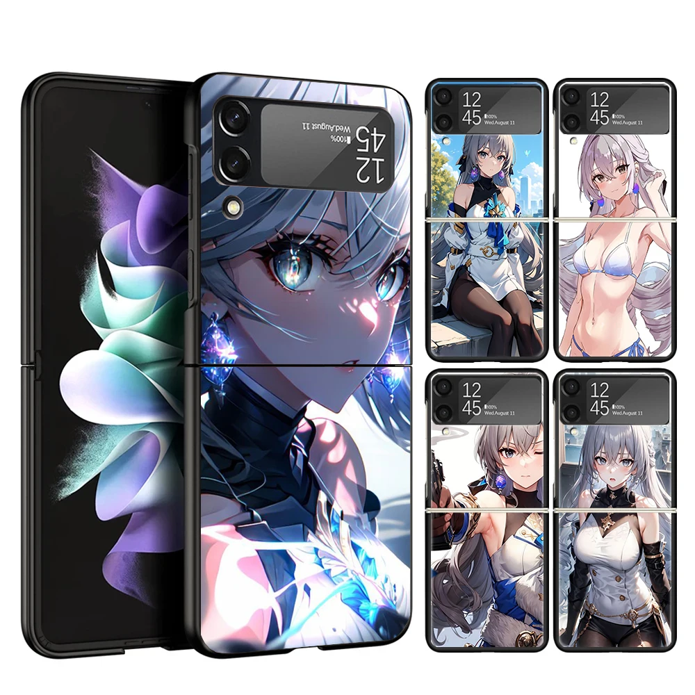 Honkai Star Rail Bronya Rand Cover Phone Case For Samsung Galaxy Z Flip 6 5 4 3 5G Flip6 Flip5 Flip4 Flip3 Black Hard Fundas She