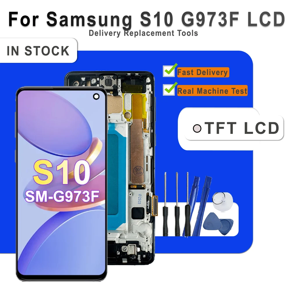 TFT LCD For Samsung Galaxy S10 LCD Touch Screen Digitizer Assembly Replacement For Samsung S10 SM-G973F SM-G973U LCD Display