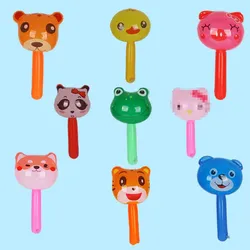 5Pcs New Inflatable Cartoon Cute Animal Head Stick Toys Kids Creative Fun Animal Hammer With Whistle Bells Birthday Party Toys
