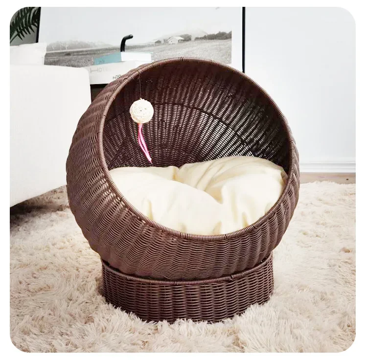 Four Seasons Universal Semi enclosed Pet Nest Cat Hammock Woven Warm Cat Nest Villa Cat Cage Vine Woven Cat Nest