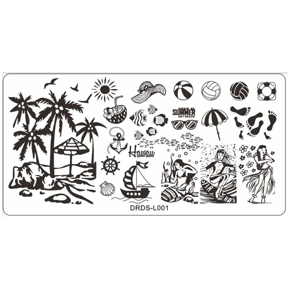 1 pz 12*6cm Nail Art estate fiore timbro timbratura piatti modello di fiore fresco piatti modello di chiodo trasferimento unghie strumento #