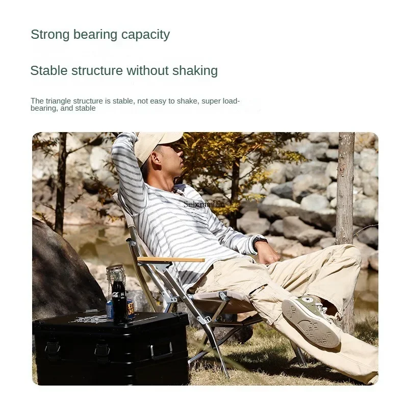 Outdoor Folding Chair Aluminum Alloy Portable  Reclining Camping Leisure Arm Real Relax Fishing Beach Chair  Camping Chair