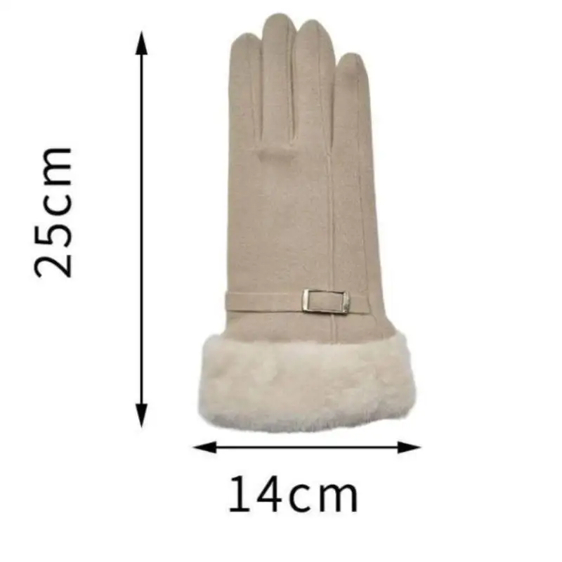 Die warmen Winterhandschuhe für Damen sind winddicht und kältebeständig, haben ein dickes Futter aus Kunstfell und sind als Touchscreen-Handschuhe geeignet. – Detail 1