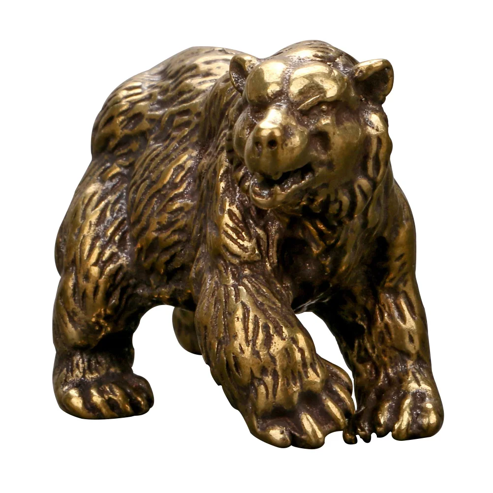 

1Pcs Bear Tea Pet Retro Style Brass Material Desktop Ornament Decorative Brassware for Home and Tea Store