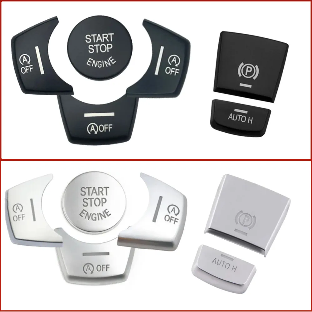 ل BMW F10 F07 F01 X3 F25 X4 F26 F11 F06 X5 F15 X6 F16 سيارة الإلكترونية اليد الفرامل P زر وبداية وقف المحرك غطاء الكسوة ملصقات #1