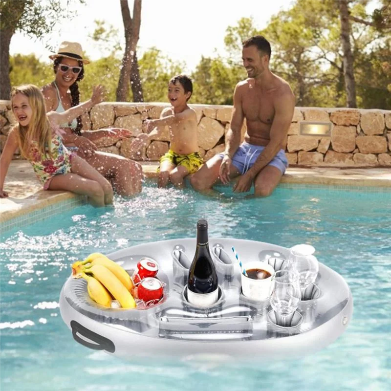 Inflatable Floating Row Swimming Pool Float Food Beer Tray Pool Air Mattress Water Food Drink Holder Summer Ring