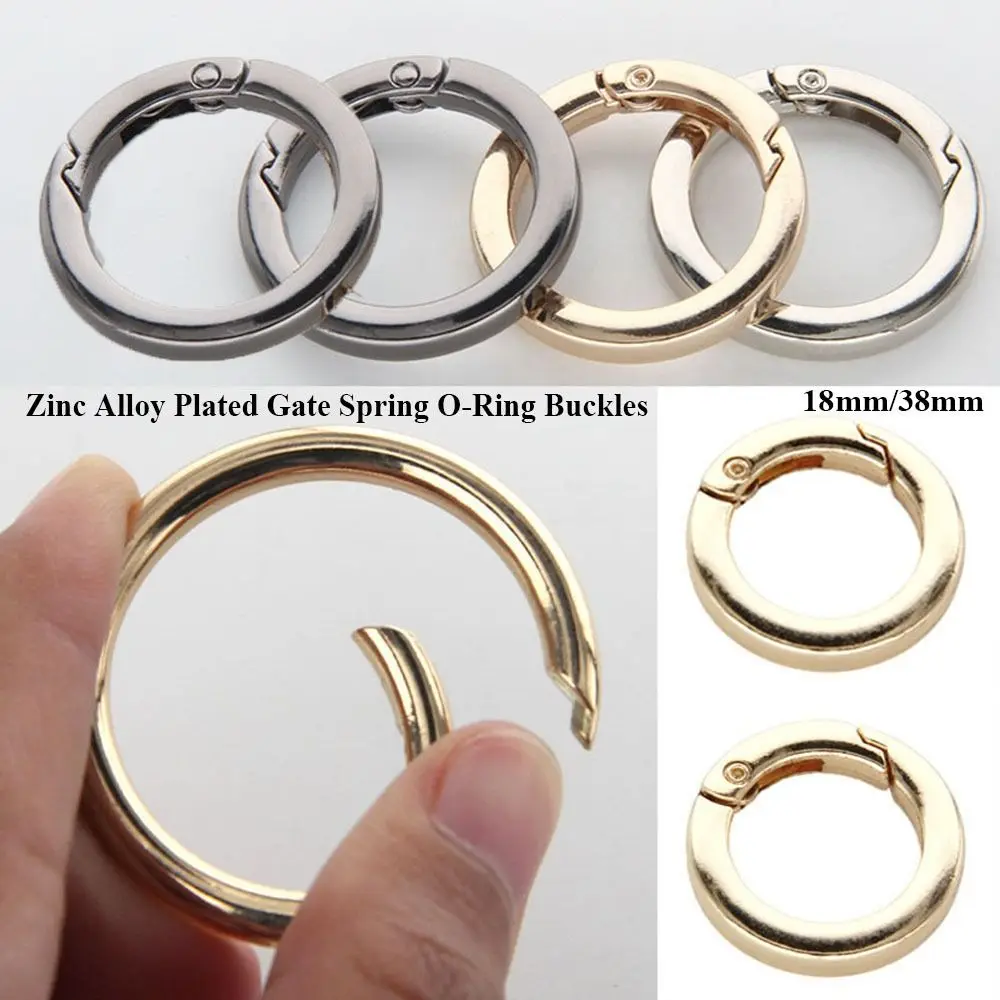 3ชิ้น18/38มม. สปริง O-ring buckles สีดำทองเงินสังกะสีอัลลอยกระเป๋าหัวเข็มขัดรูปทรงกลม carabiner กระเป๋าถือ