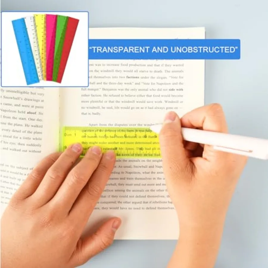 6 قطعة مسطرة شفافة 6 بوصة مسطرة بلاستيكية صغيرة لرحلة جوائز عملية ملونة للطلاب مسطرة بلاستيكية مساطر لـ #5