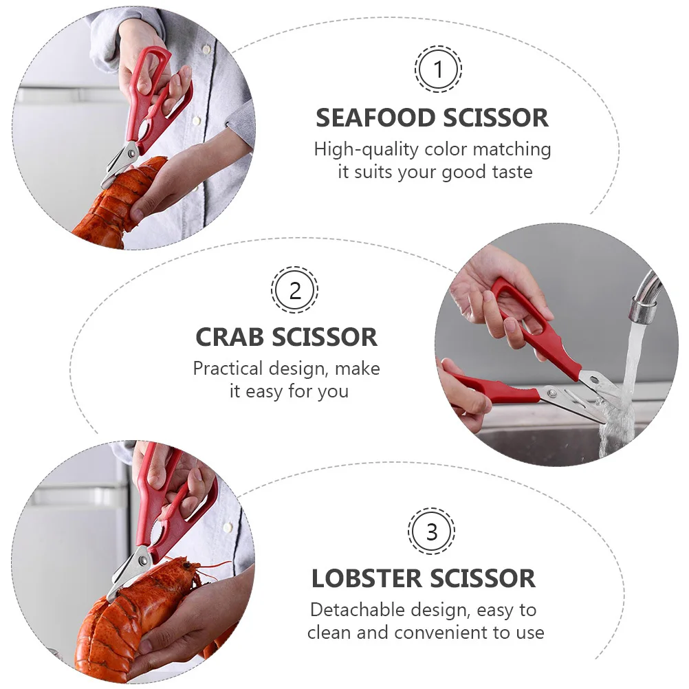 

Stainless Steel Multipurpose Crab Lobster Seafood Scissor Detachable Design Easy to Wash Kitchen Tool Crab Scissor