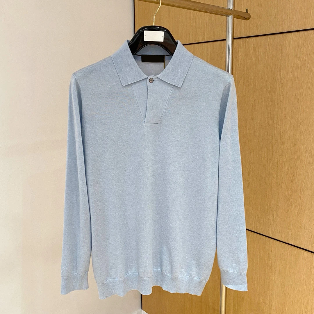 

Italian LP solid color lapel knitted polo shirt