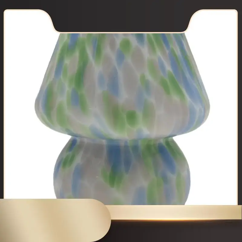 

Mushroom Table Lamp Small Bedside Table Glass Lamp Translucent Glass Desk Lamp For Living Room US Plug-N36R