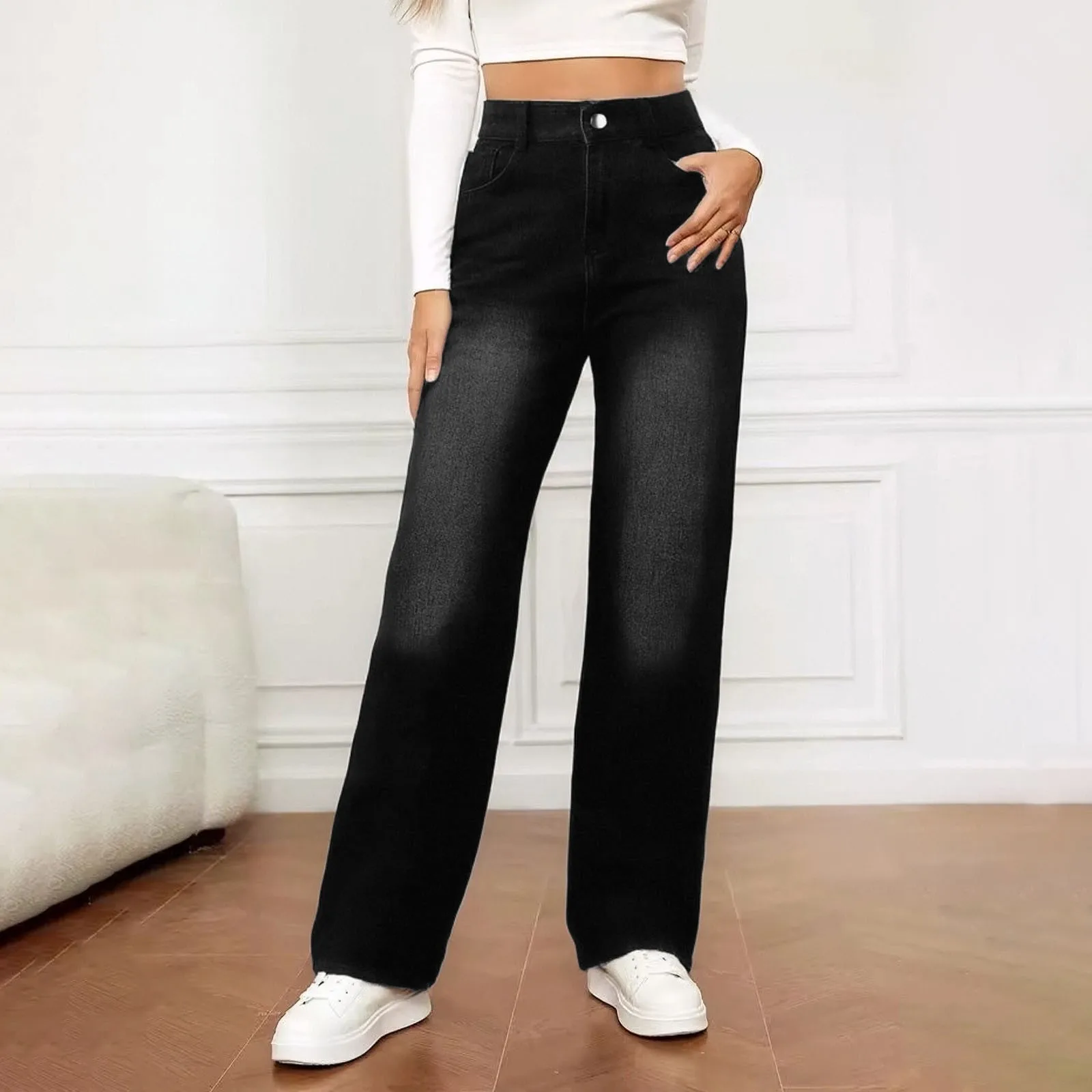 

Y2k Casual Smooth Baggy Jeans Women'S 2000s Clothes Pants Street Low Rise Flared Jeans Korean Popular Denim Overalls For Women