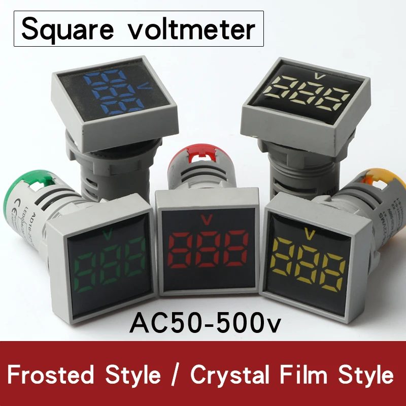 22mm Mini Digital Voltmeter Square AC 20-500V Volt Voltage Tester Meter Monitor Power LED Indicator Pilot Lamp Light Display