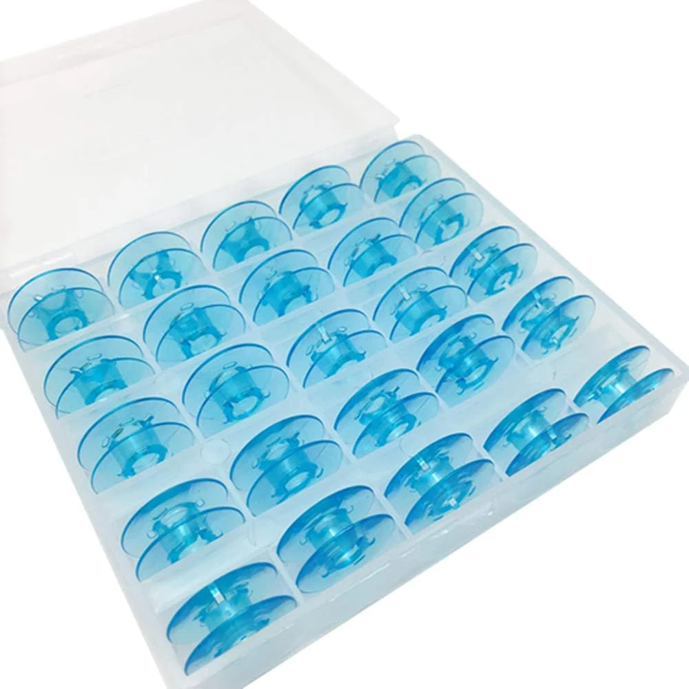 25 PCS/Box 9033P Blue Clear Sewing Bobbin With Storage Boxe For Pfaff 1069 6250 6270 Creative 2134 Sewing Machines Accessories