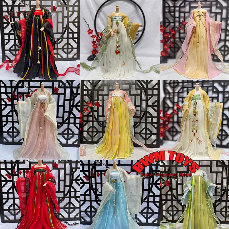 

In Stock 1/6 Scale Female Soldier Anime Chinese Ancient Printed Hanfu Model Clothes For 12inch Action Figure Doll