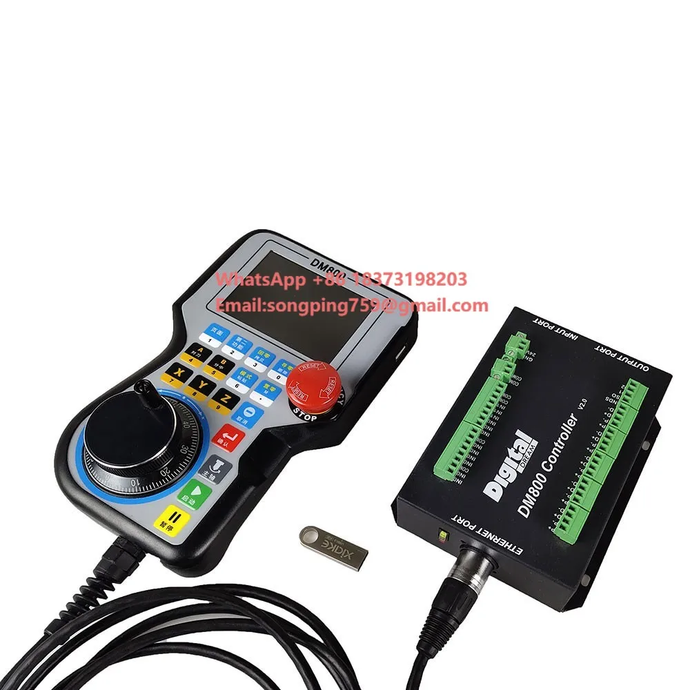 

DM800 5-Axis Handheld CNC Controller Built-in MPG 3.8-inch Display Motion Controller with Emergency Stop Button